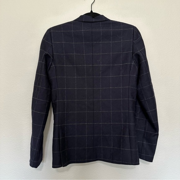 Dal Lago virgin wool navy windowpane plaid women‘s blazer jacket size s small - Picture 4 of 4
